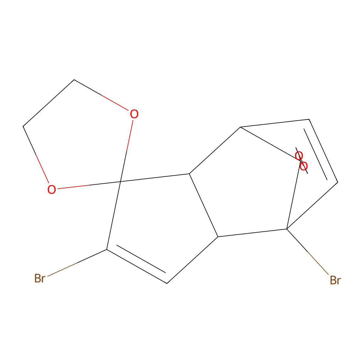 4',7'-Dibromodispiro[1,3-dioxolane-2,3'-tricyclo[5.2.1.0,2,6]decane-10',2''-[1,3]dioxolane]-4',8'-diene molecular structure, CAS 485318-53-4