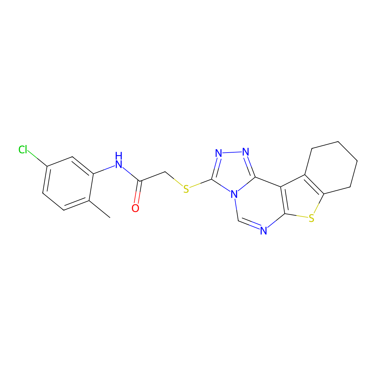 N-(5-chloro-2-methylphenyl)-2-{10-thia-3,4,6,8-tetraazatetracyclo[7.7.0.0^{2,6}.0^{11,16}]hexadeca-1(9),2,4,7,11(16)-pentaen-5-ylsulfanyl}acetamide molecular structure, CAS 485331-46-2