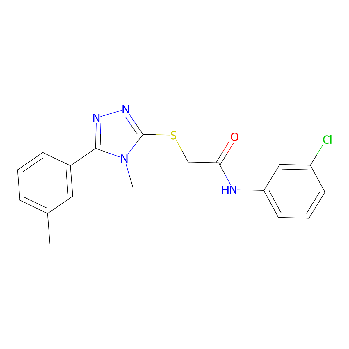 N-(3-chlorophenyl)-2-{[4-methyl-5-(3-methylphenyl)-4H-1,2,4-triazol-3-yl]sulfanyl}acetamide molecular structure, CAS 485332-64-7