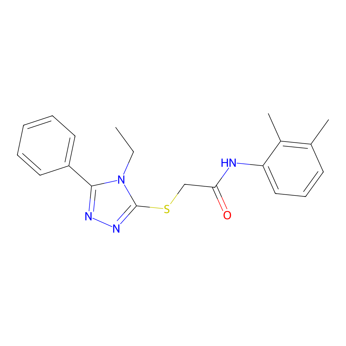 N-(2,3-dimethylphenyl)-2-[(4-ethyl-5-phenyl-4H-1,2,4-triazol-3-yl)sulfanyl]acetamide molecular structure, CAS 485334-00-7