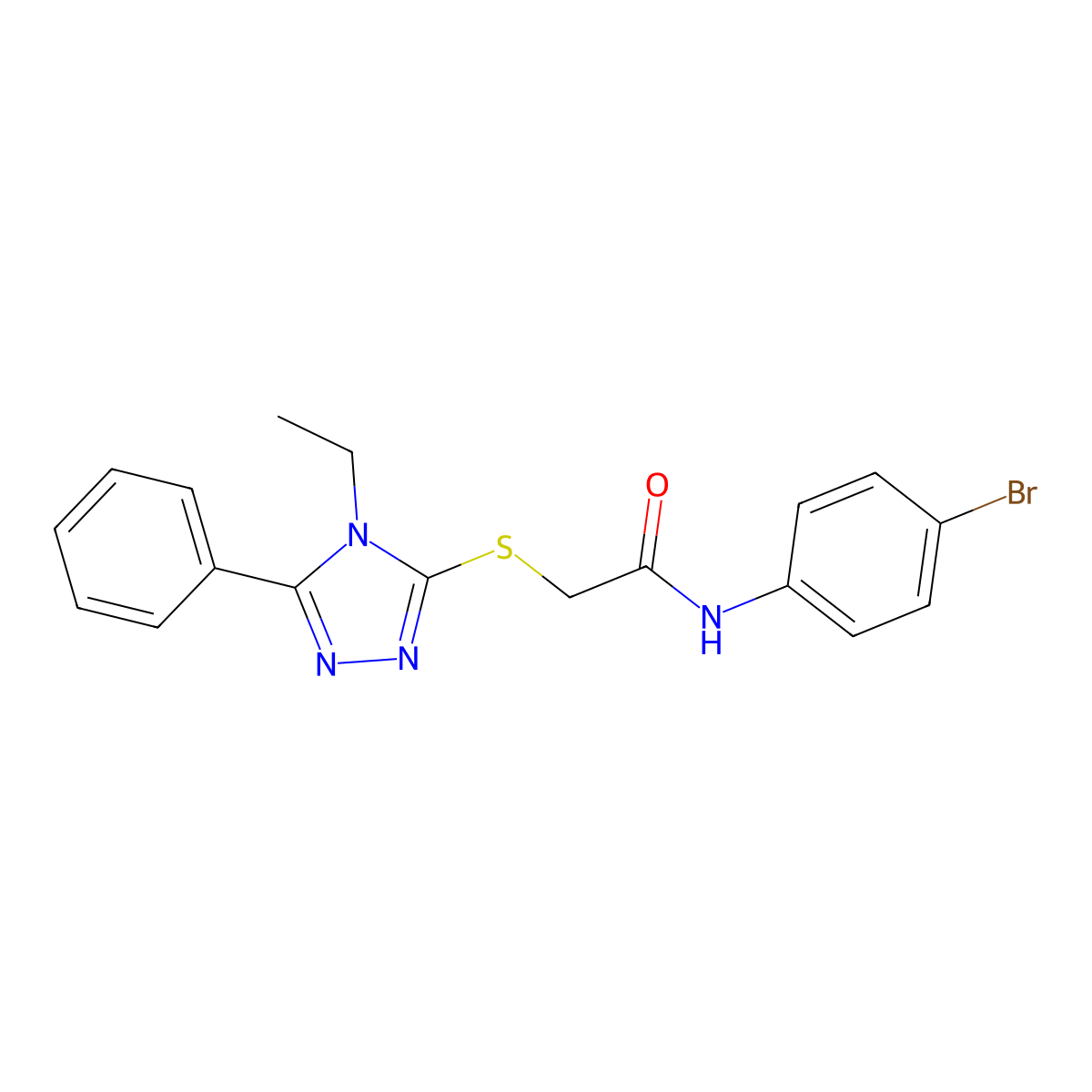 N-(4-bromophenyl)-2-[(4-ethyl-5-phenyl-1,2,4-triazol-3-yl)sulfanyl]acetamide molecular structure, CAS 485334-07-4