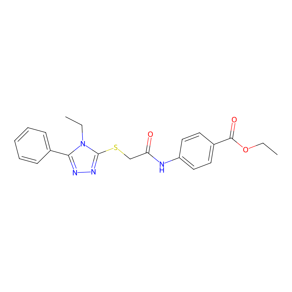ethyl 4-({[(4-ethyl-5-phenyl-4H-1,2,4-triazol-3-yl)sulfanyl]acetyl}amino)benzoate molecular structure, CAS 485334-10-9