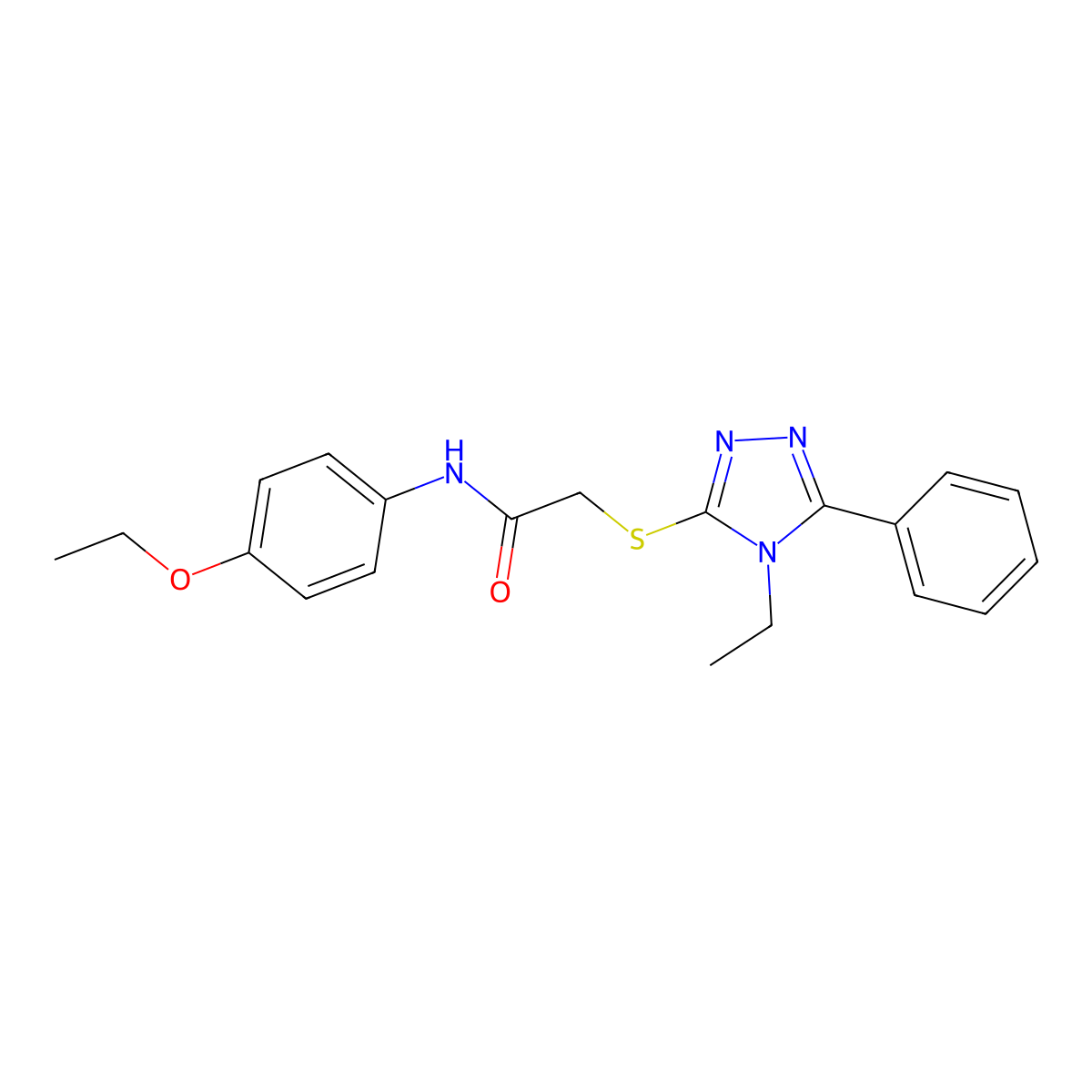 N-(4-ethoxyphenyl)-2-[(4-ethyl-5-phenyl-1,2,4-triazol-3-yl)sulfanyl]acetamide molecular structure, CAS 485334-14-3