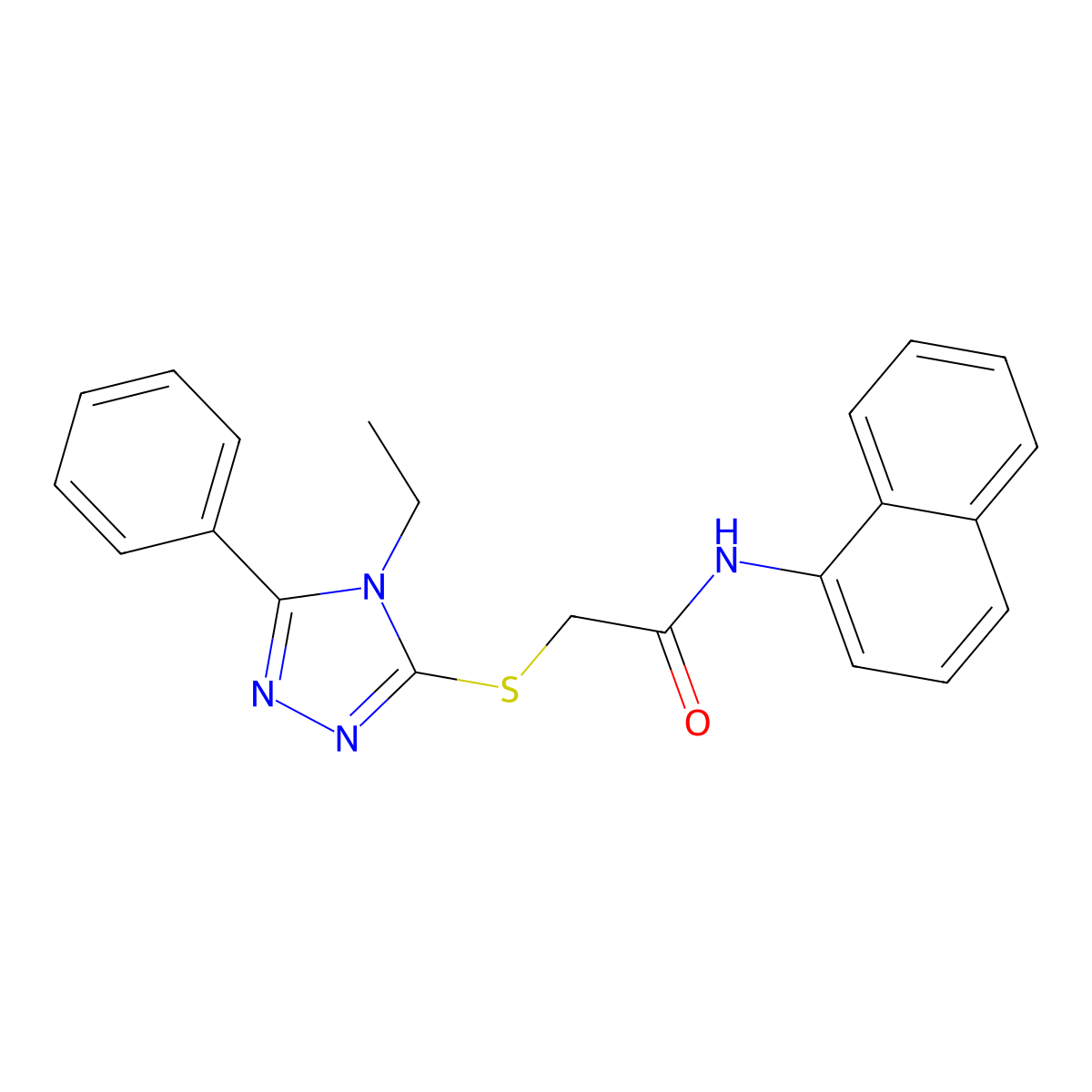 2-[(4-ethyl-5-phenyl-1,2,4-triazol-3-yl)sulfanyl]-N-naphthalen-1-ylacetamide molecular structure, CAS 485334-19-8