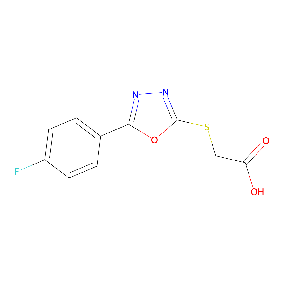 2-((5-(4-Fluorophenyl)-1,3,4-oxadiazol-2-yl)sulfanyl)acetic acid molecular structure, CAS 485334-65-4