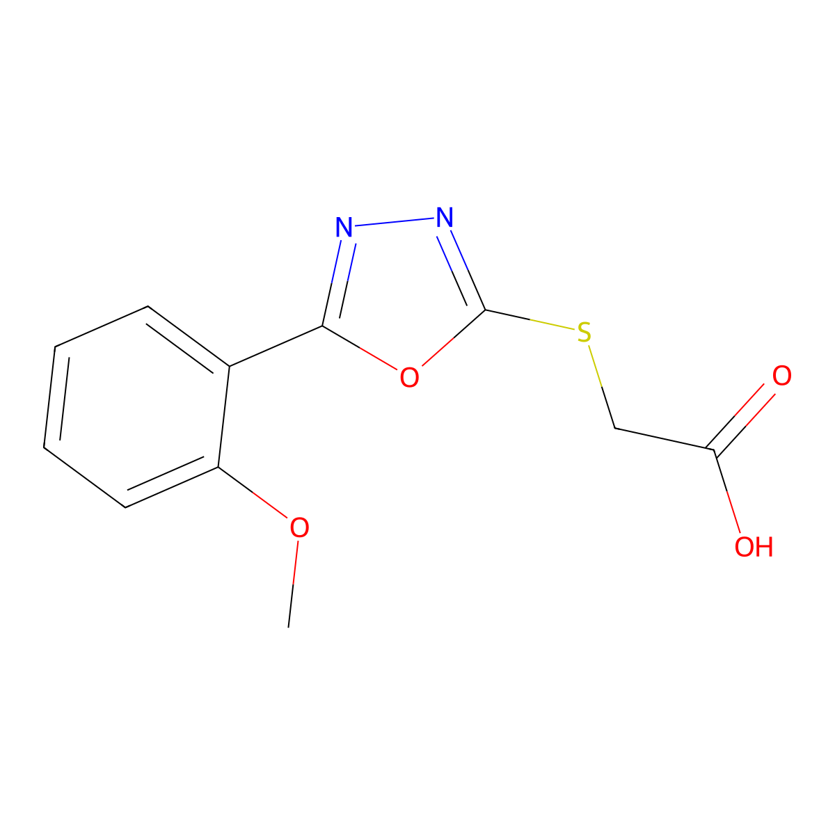 {[5-(2-Methoxyphenyl)-1,3,4-oxadiazol-2-yl]sulfanyl}acetic acid molecular structure, CAS 485334-74-5