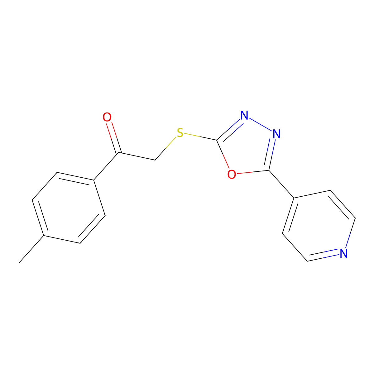 1-(4-Methylphenyl)-2-[(5-pyridin-4-yl-1,3,4-oxadiazol-2-yl)sulfanyl]ethanone molecular structure, CAS 485334-76-7