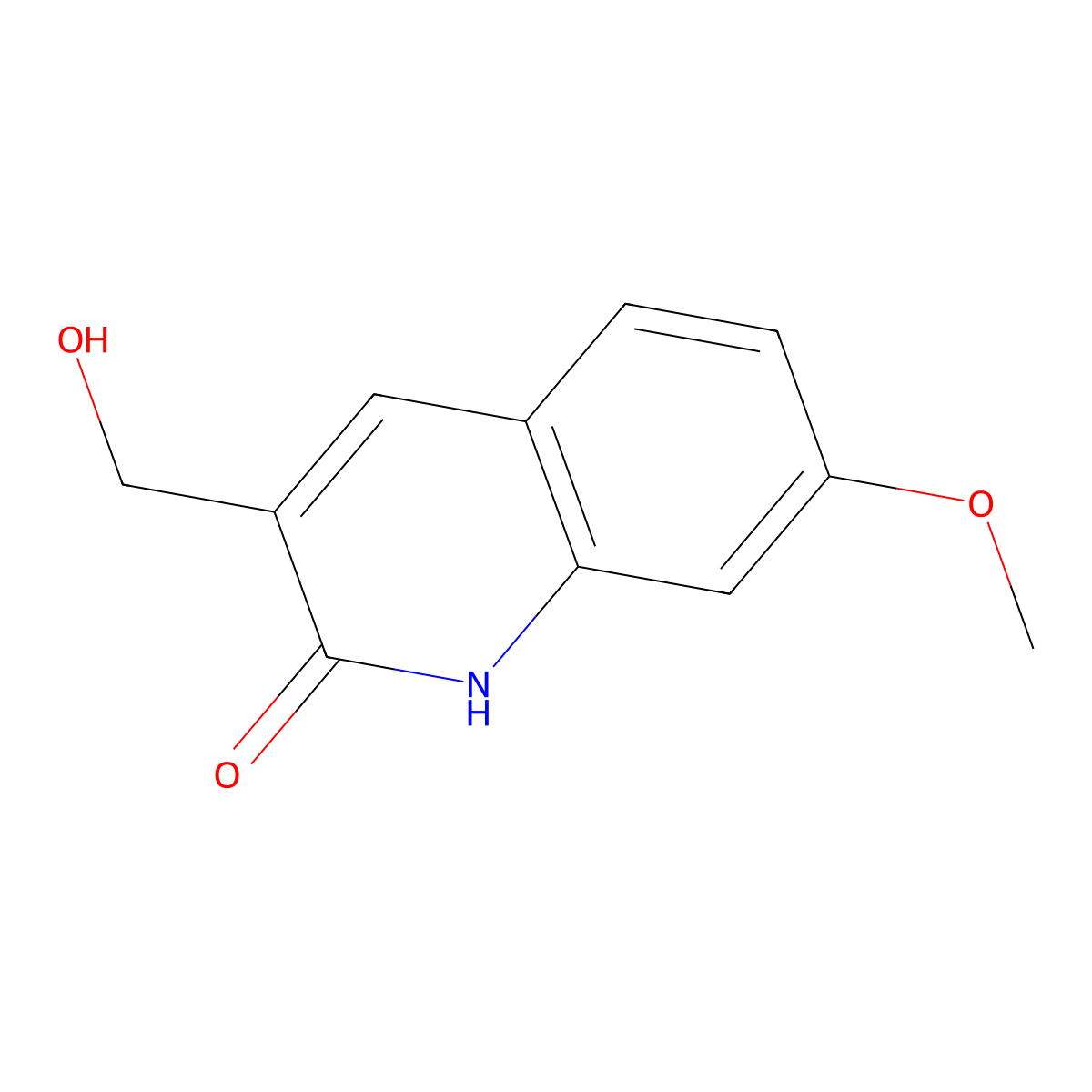 3-(Hydroxymethyl)-7-methoxyquinolin-2(1H)-one molecular structure, CAS 485338-05-4