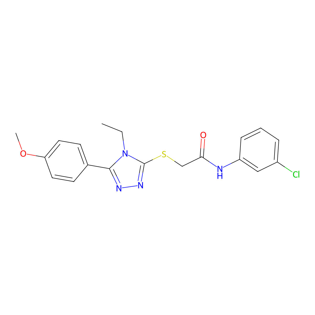 N-(3-chlorophenyl)-2-{[4-ethyl-5-(4-methoxyphenyl)-4H-1,2,4-triazol-3-yl]sulfanyl}acetamide molecular structure, CAS 485342-50-5