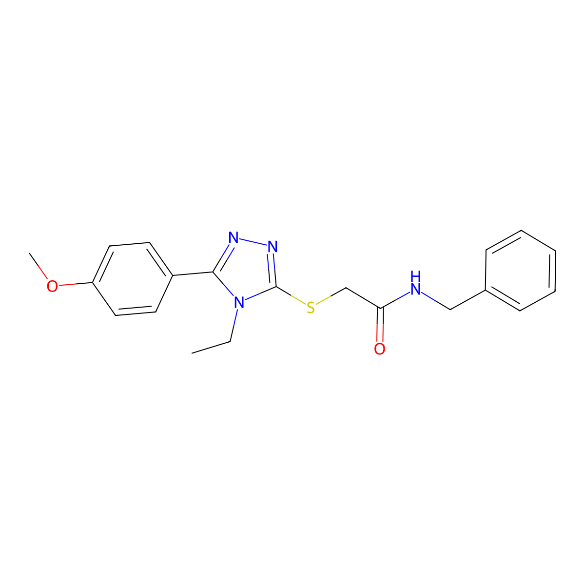 N-benzyl-2-{[4-ethyl-5-(4-methoxyphenyl)-4H-1,2,4-triazol-3-yl]sulfanyl}acetamide molecular structure, CAS 485342-65-2