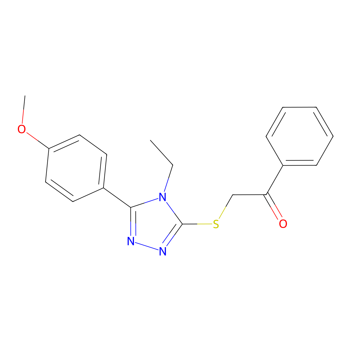 2-{[4-ethyl-5-(4-methoxyphenyl)-4H-1,2,4-triazol-3-yl]sulfanyl}-1-phenylethanone molecular structure, CAS 485342-68-5