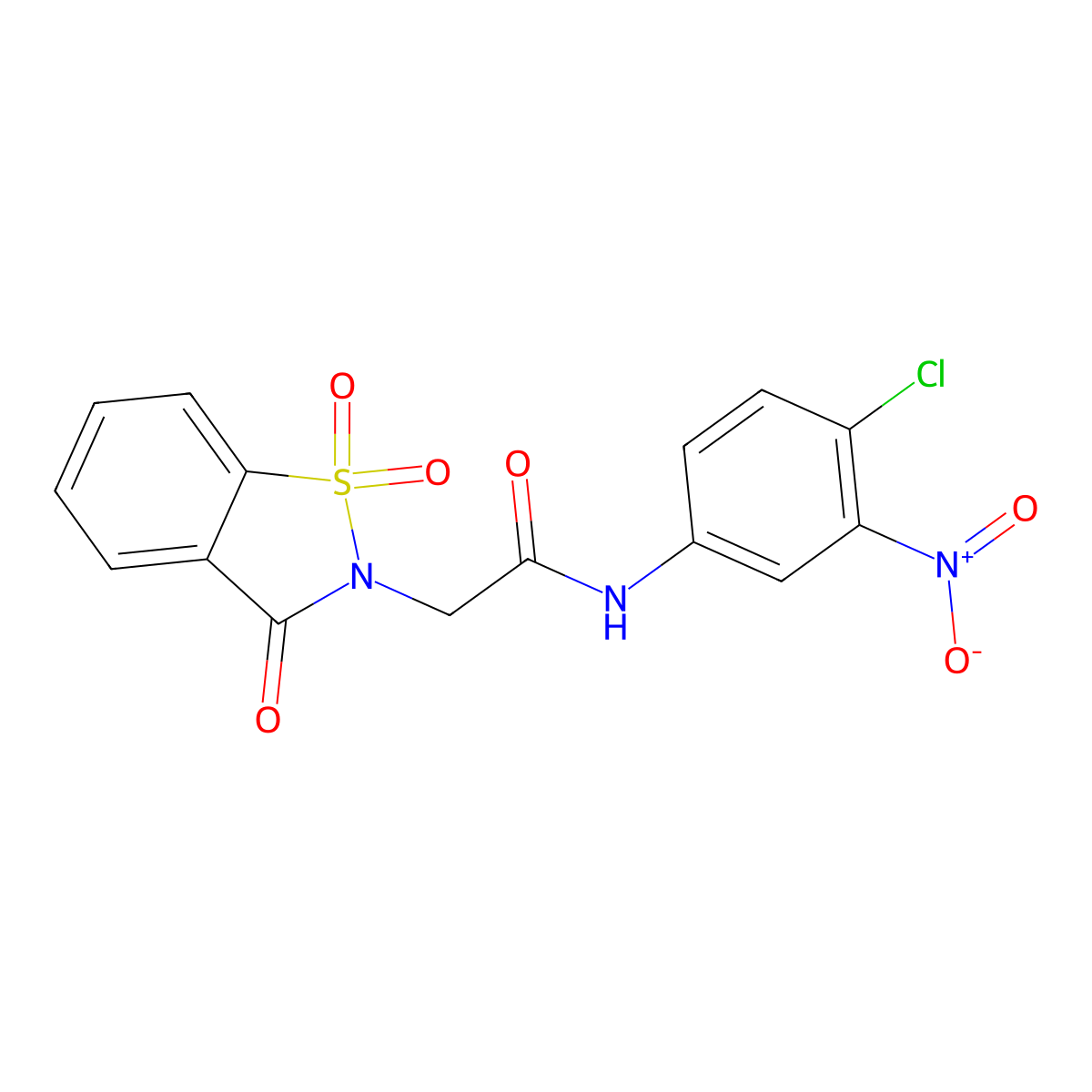 N-(4-chloro-3-nitrophenyl)-2-(1,1-dioxido-3-oxo-1,2-benzothiazol-2(3H)-yl)acetamide molecular structure, CAS 485355-27-9