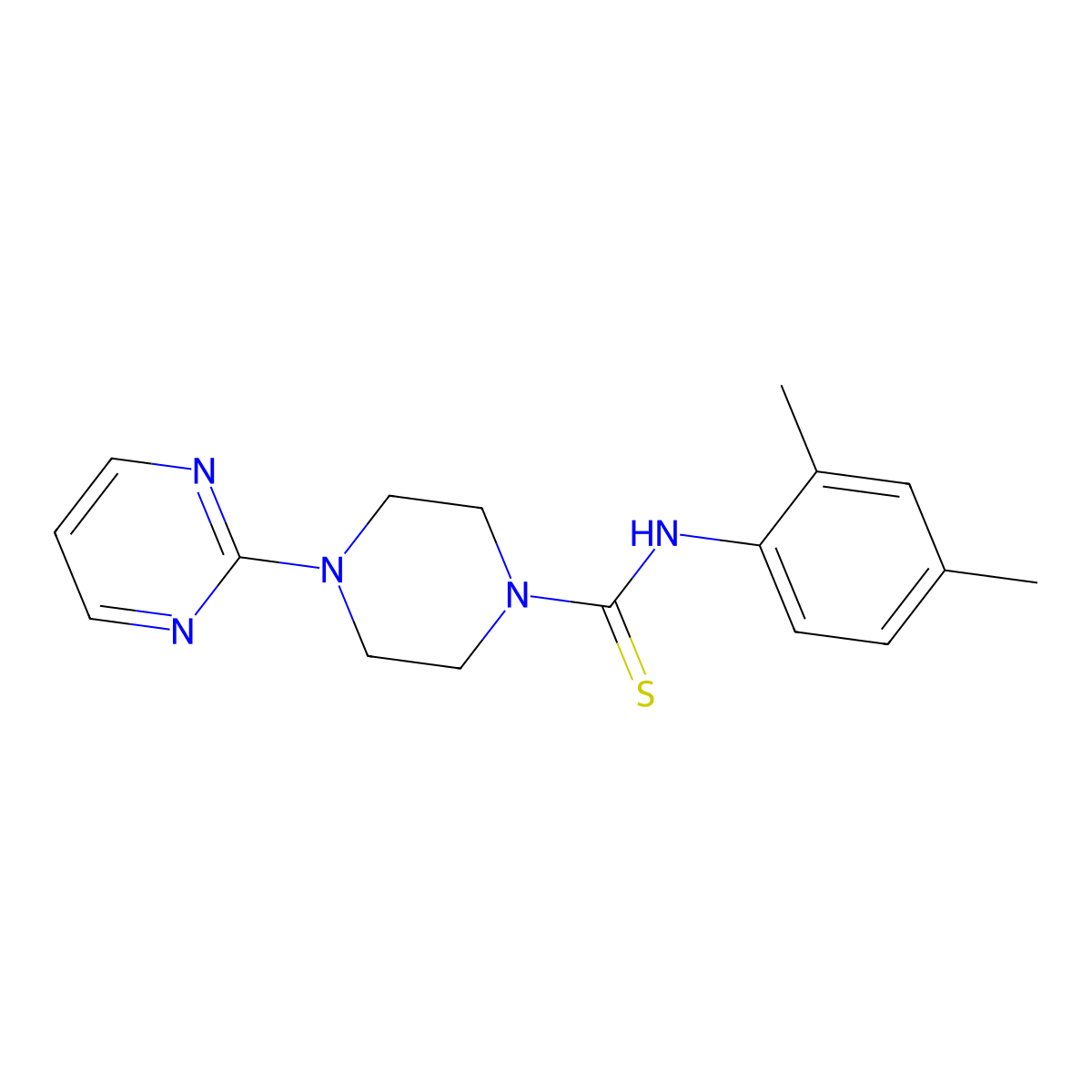 N-(2,4-dimethylphenyl)-4-pyrimidin-2-ylpiperazine-1-carbothioamide molecular structure, CAS 485363-83-5