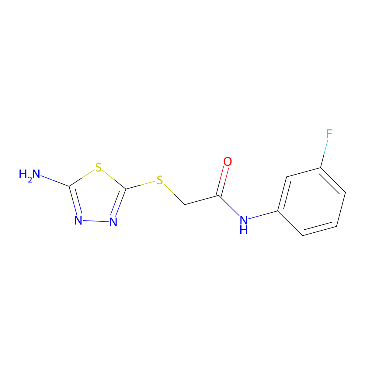 2-((5-Amino-1,3,4-thiadiazol-2-yl)thio)-N-(3-fluorophenyl)acetamide molecular structure, CAS 485366-35-6