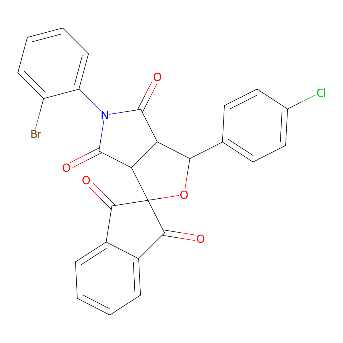 5-(2-bromophenyl)-1-(4-chlorophenyl)spiro[3a,6a-dihydro-1H-furo[3,4-c]pyrrole-3,2'-indene]-1',3',4,6-tetrone molecular structure, CAS 485389-04-6