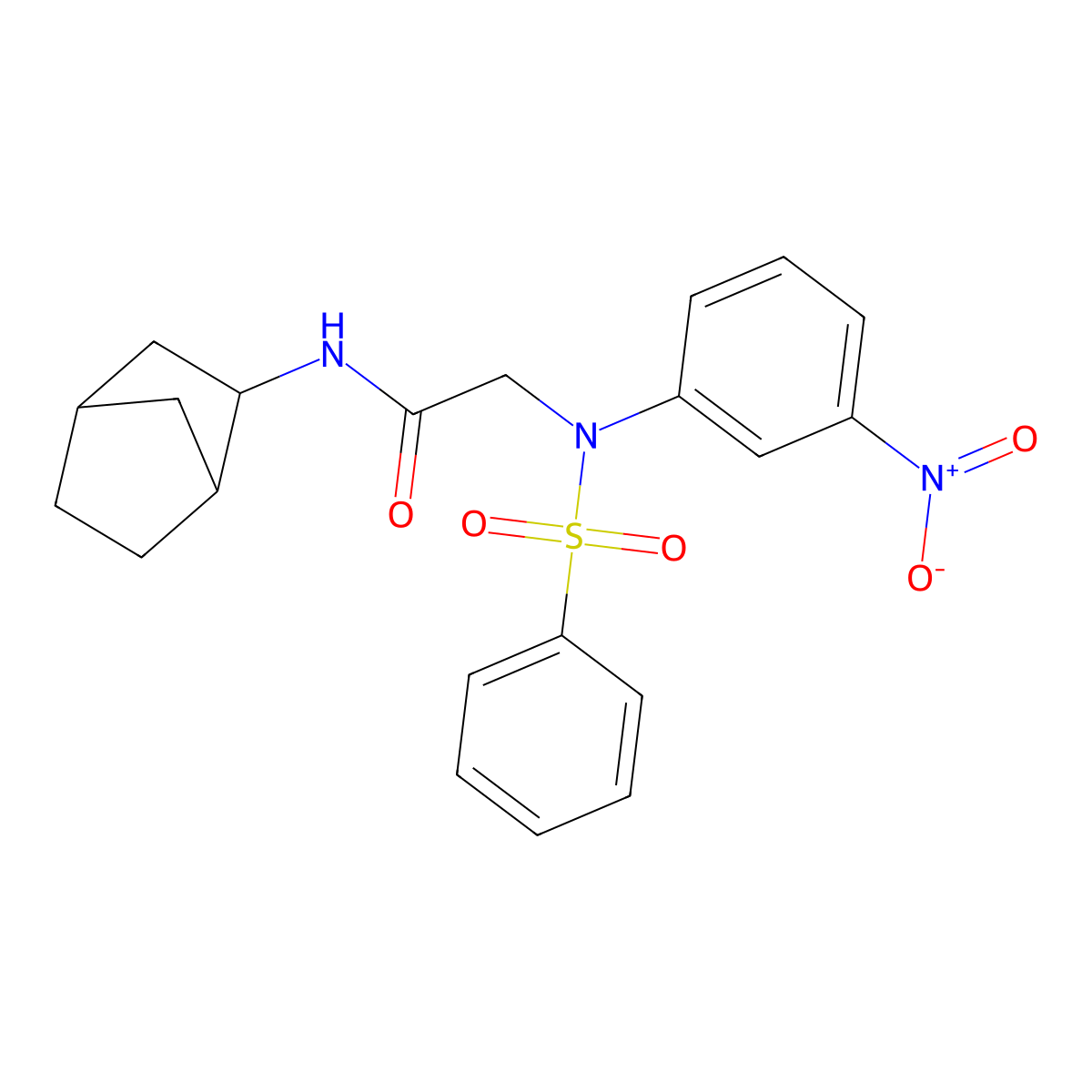 N-bicyclo[2.2.1]hept-2-yl-2-[{3-nitrophenyl}(phenylsulfonyl)amino]acetamide molecular structure, CAS 485389-43-3