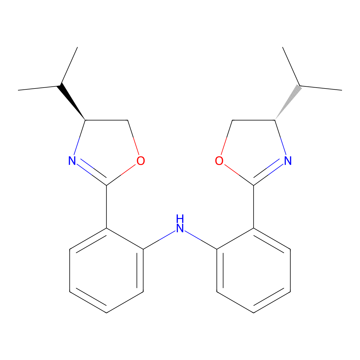 Bis[2-((4S)-4,5-dihydro-4-isopropyloxazol-2-yl)phenyl]amine molecular structure, CAS 485394-20-5