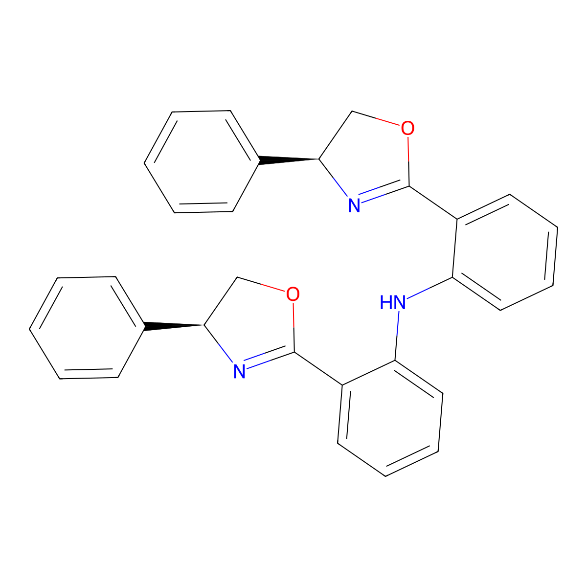 Bis(2-((S)-4-Phenyl-4,5-dihydrooxazol-2-yl)phenyl)amine molecular structure, CAS 485394-21-6