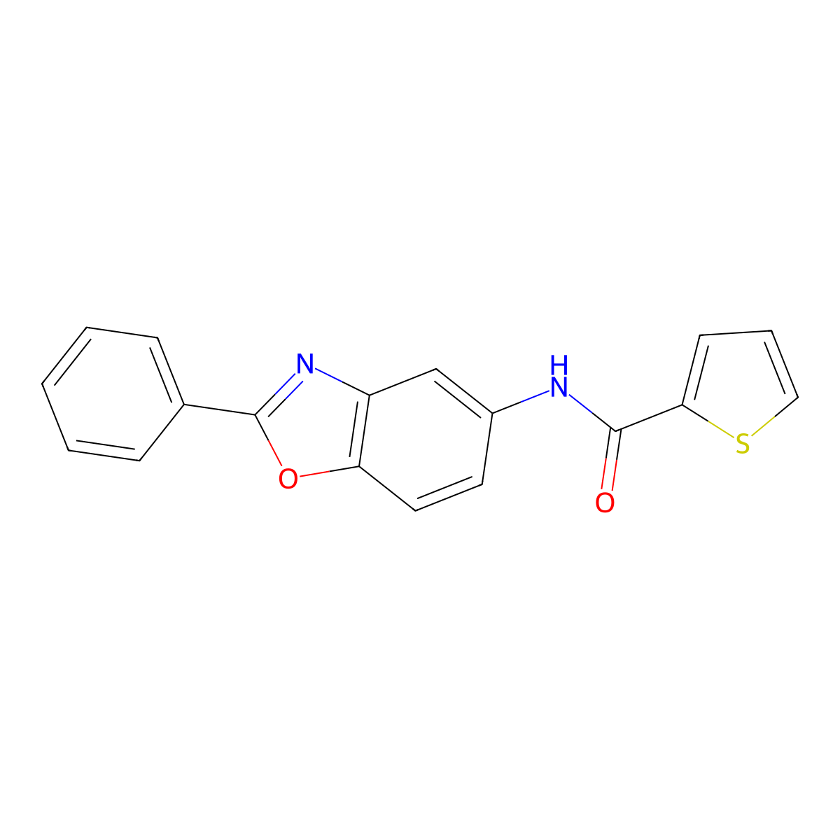 N-(2-phenyl-1,3-benzoxazol-5-yl)thiophene-2-carboxamide molecular structure, CAS 485394-31-8