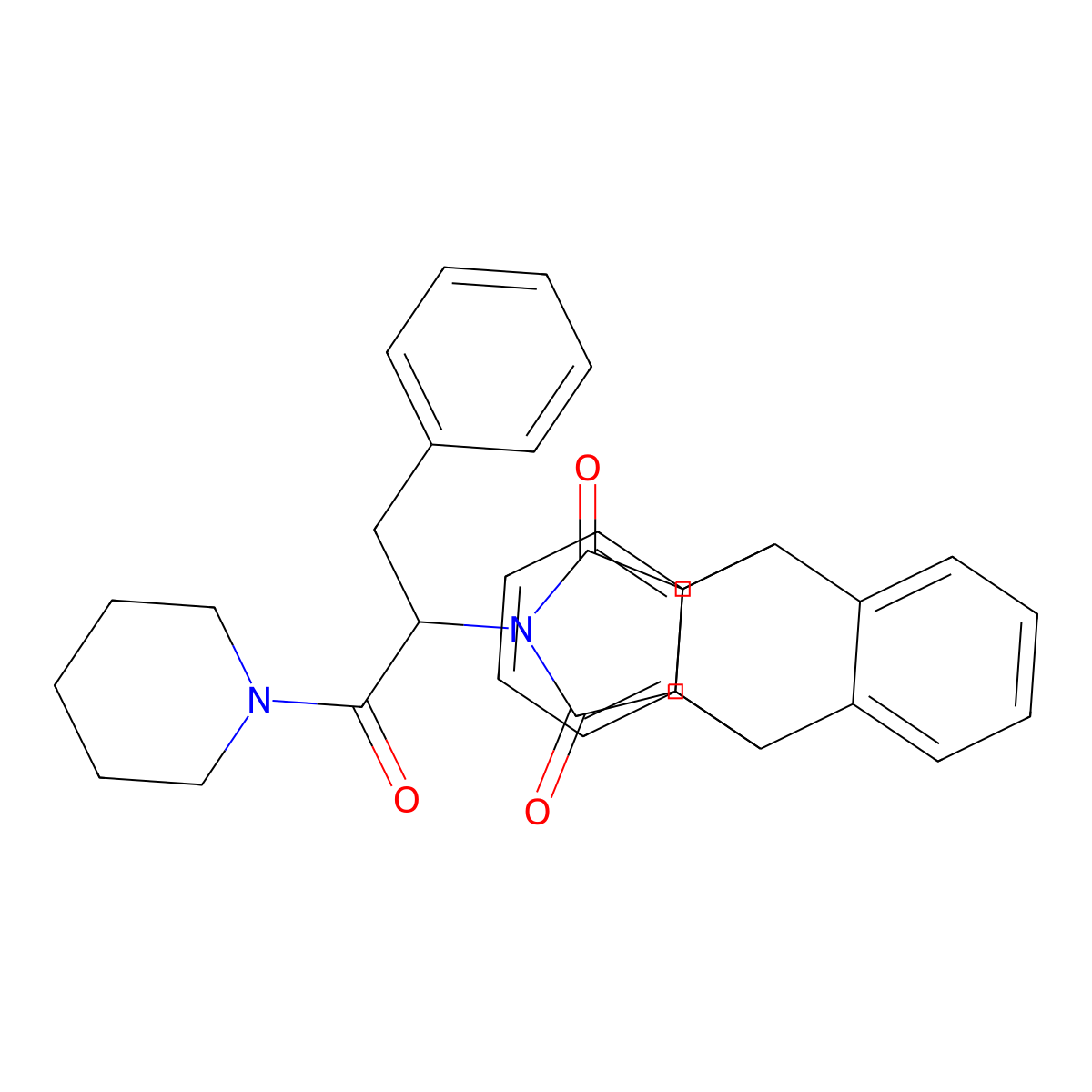 3a,4,9,9a-Tetrahydro-2-[2-oxo-1-(phenylmethyl)-2-(1-piperidinyl)ethyl]-4,9[1',2']-benzeno-1H-benz[f]isoindole-1,3(2H)-dione molecular structure, CAS 485397-48-6