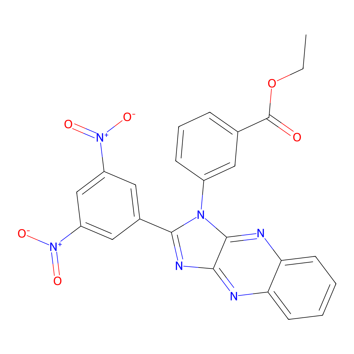 ethyl 3-[2-(3,5-dinitrophenyl)-1H-imidazo[4,5-b]quinoxalin-1-yl]benzoate molecular structure, CAS 4854-18-6