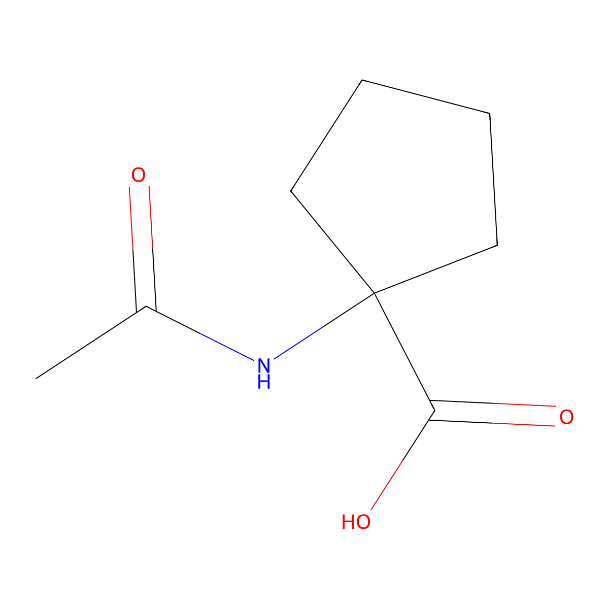 1-Acetamidocyclopentane-1-carboxylic acid molecular structure, CAS 4854-46-0