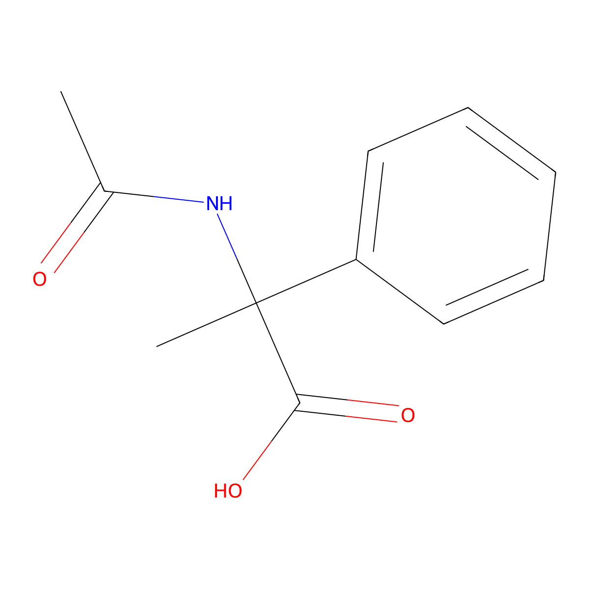 2-Acetamido-2-phenylpropanoic acid molecular structure, CAS 4854-49-3