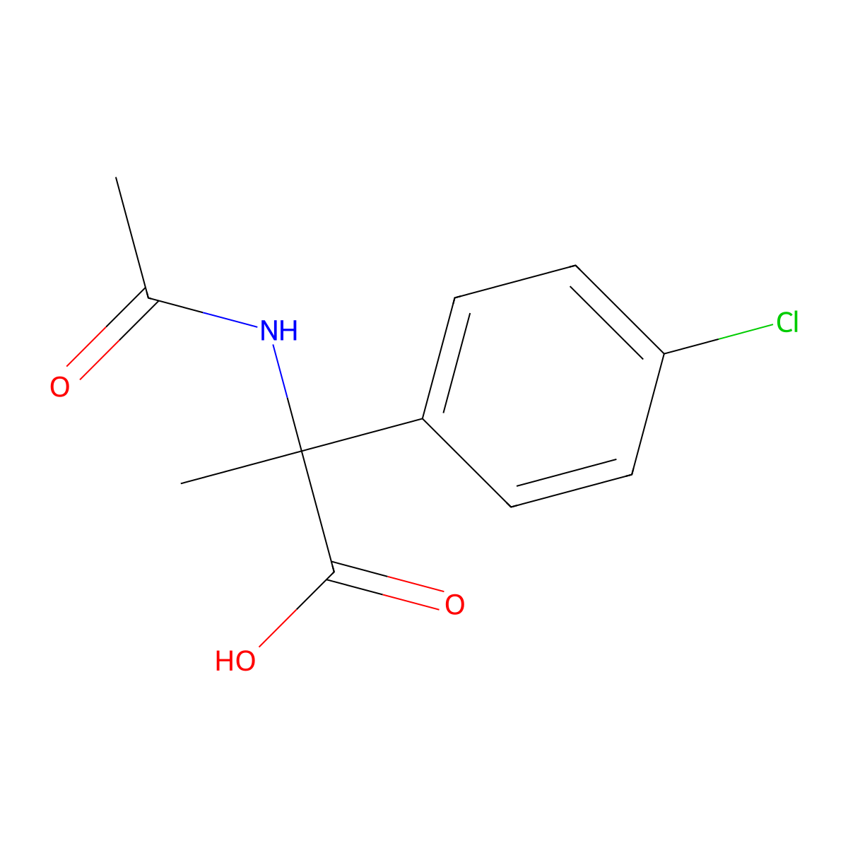 2-(4-Chlorophenyl)-2-acetamidopropanoic acid molecular structure, CAS 4854-51-7