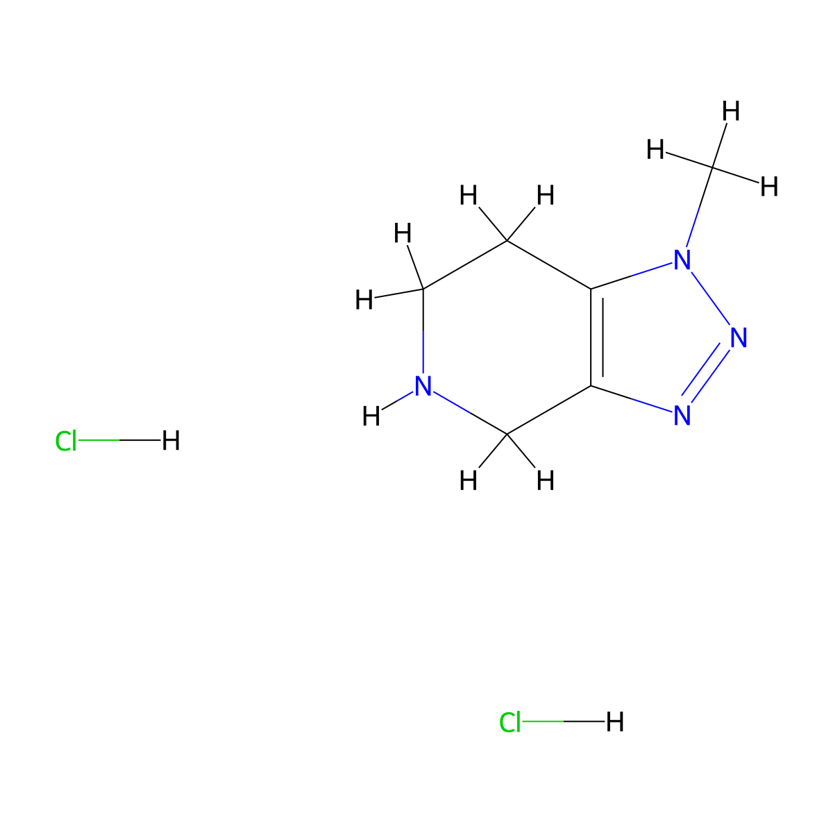 1-methyl-1H,4H,5H,6H,7H-[1,2,3]triazolo[4,5-c]pyridine dihydrochloride molecular structure, CAS 485402-33-3