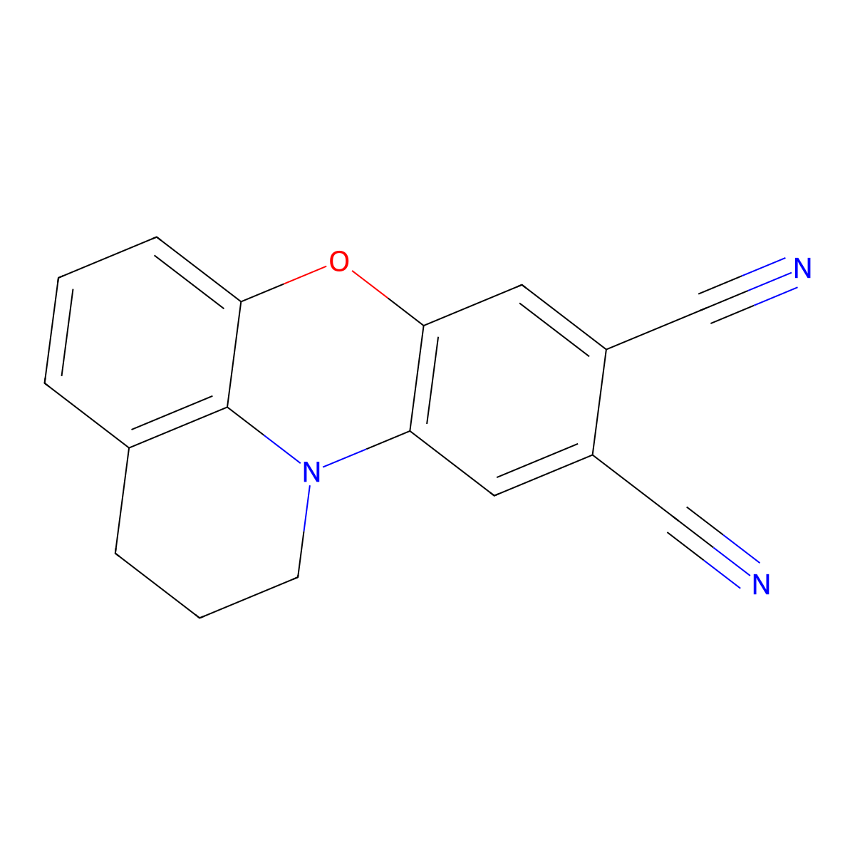 2,3-dihydro-1H-pyrido[3,2,1-kl]phenoxazine-9,10-dicarbonitrile molecular structure, CAS 485403-33-6