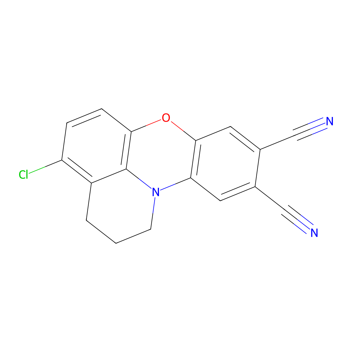 4-chloro-2,3-dihydro-1H-pyrido[3,2,1-kl]phenoxazine-9,10-dicarbonitrile molecular structure, CAS 485403-35-8