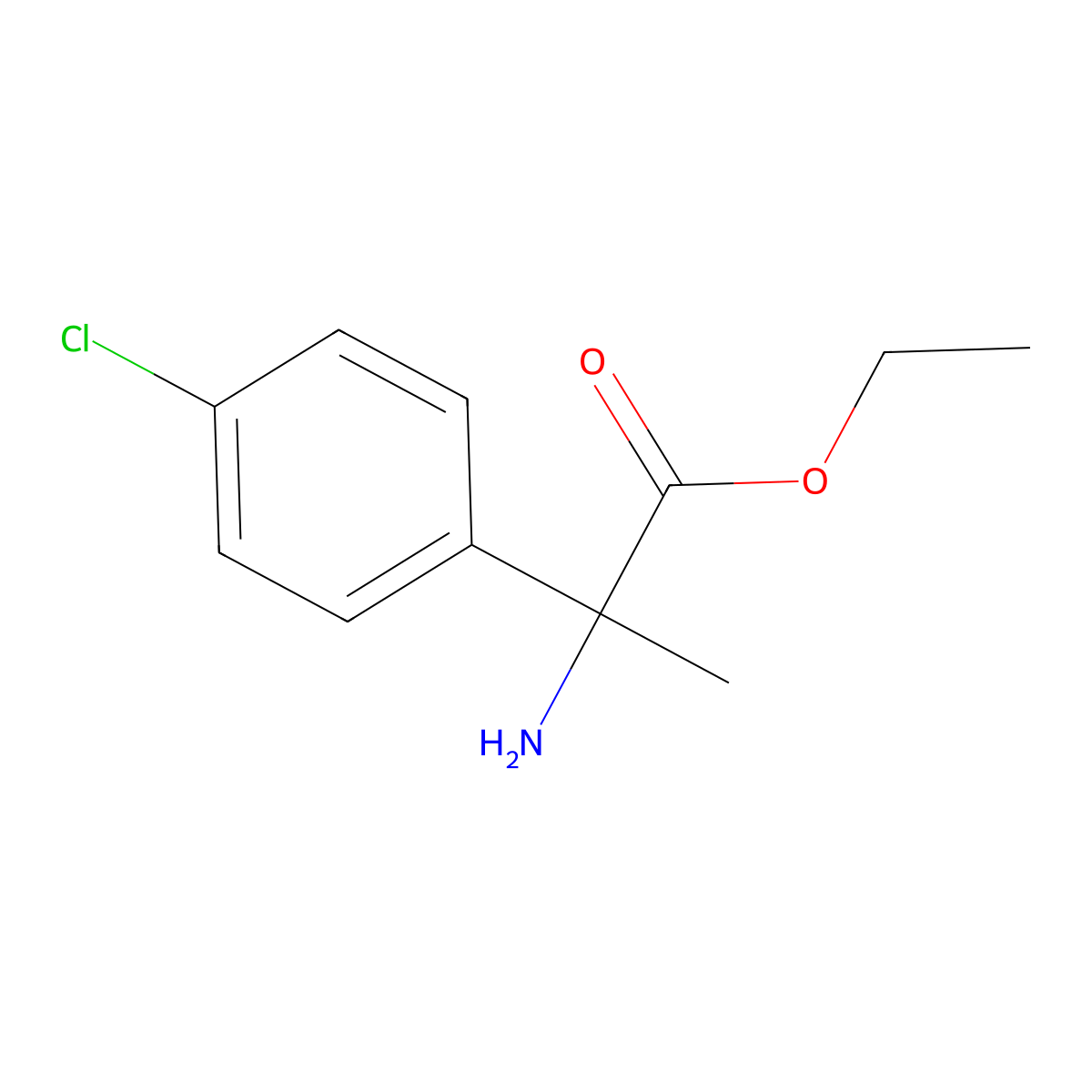 Ethyl 2-amino-2-(4-chlorophenyl)propanoate molecular structure, CAS 4855-14-5