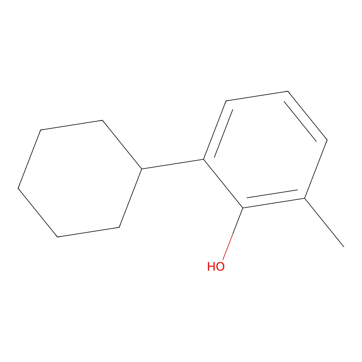 Phenol, 2-cyclohexyl-6-methyl- molecular structure, CAS 4855-68-9
