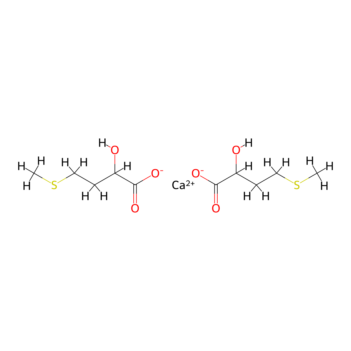 Calcium bis(2-hydroxy-4-(methylthio)butyrate) molecular structure, CAS 4857-44-7