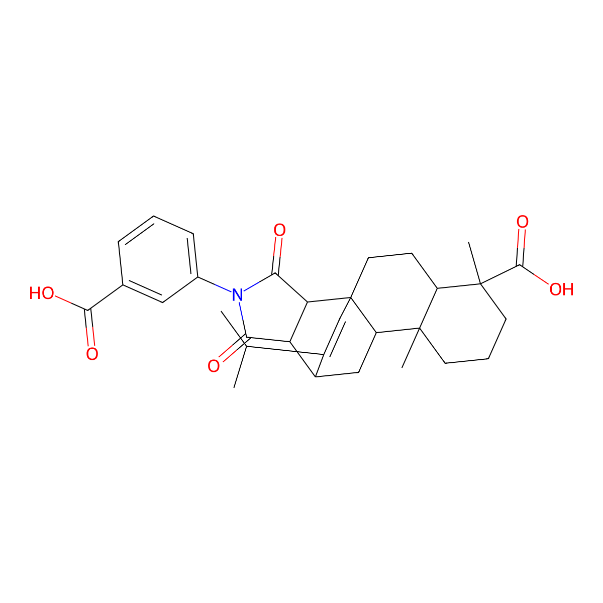 7-Isopropyl-1,4a-dimethyl-13-(3-carboxyphenyl)-1,2,3,4,4a,4b,5,6,8a,9,10,10a-dodecahydro-12,14-dioxo-6,8a-[3,4]pyrrolidinophenanthrene-1-carboxylic acid molecular structure, CAS 485753-17-1