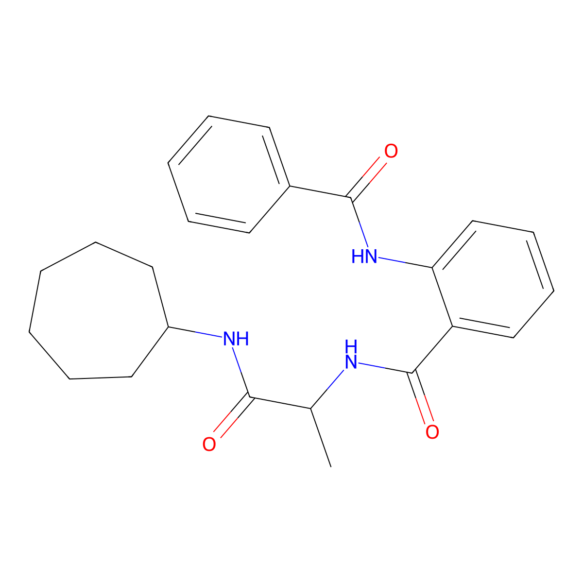 2-benzamido-N-[1-(cycloheptylamino)-1-oxopropan-2-yl]benzamide molecular structure, CAS 485753-19-3