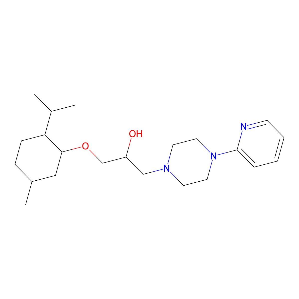 1-(5-Methyl-2-propan-2-ylcyclohexyl)oxy-3-(4-pyridin-2-ylpiperazin-1-yl)propan-2-ol molecular structure, CAS 485753-33-1