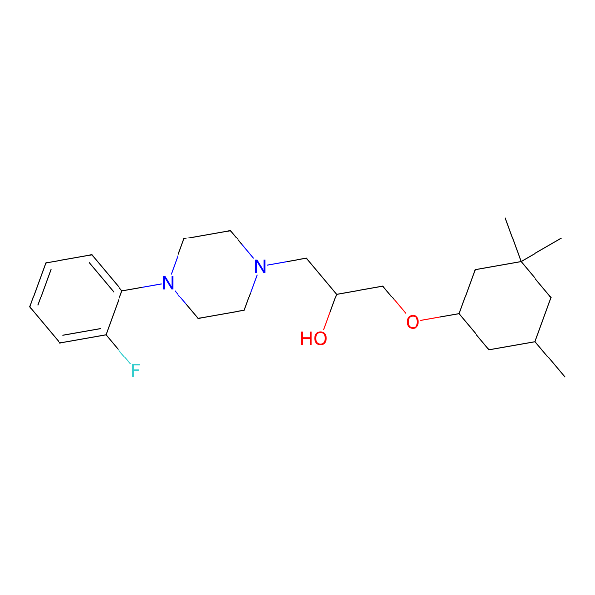 1-[4-(2-Fluorophenyl)piperazin-1-yl]-3-(3,3,5-trimethylcyclohexyl)oxypropan-2-ol molecular structure, CAS 485754-47-0