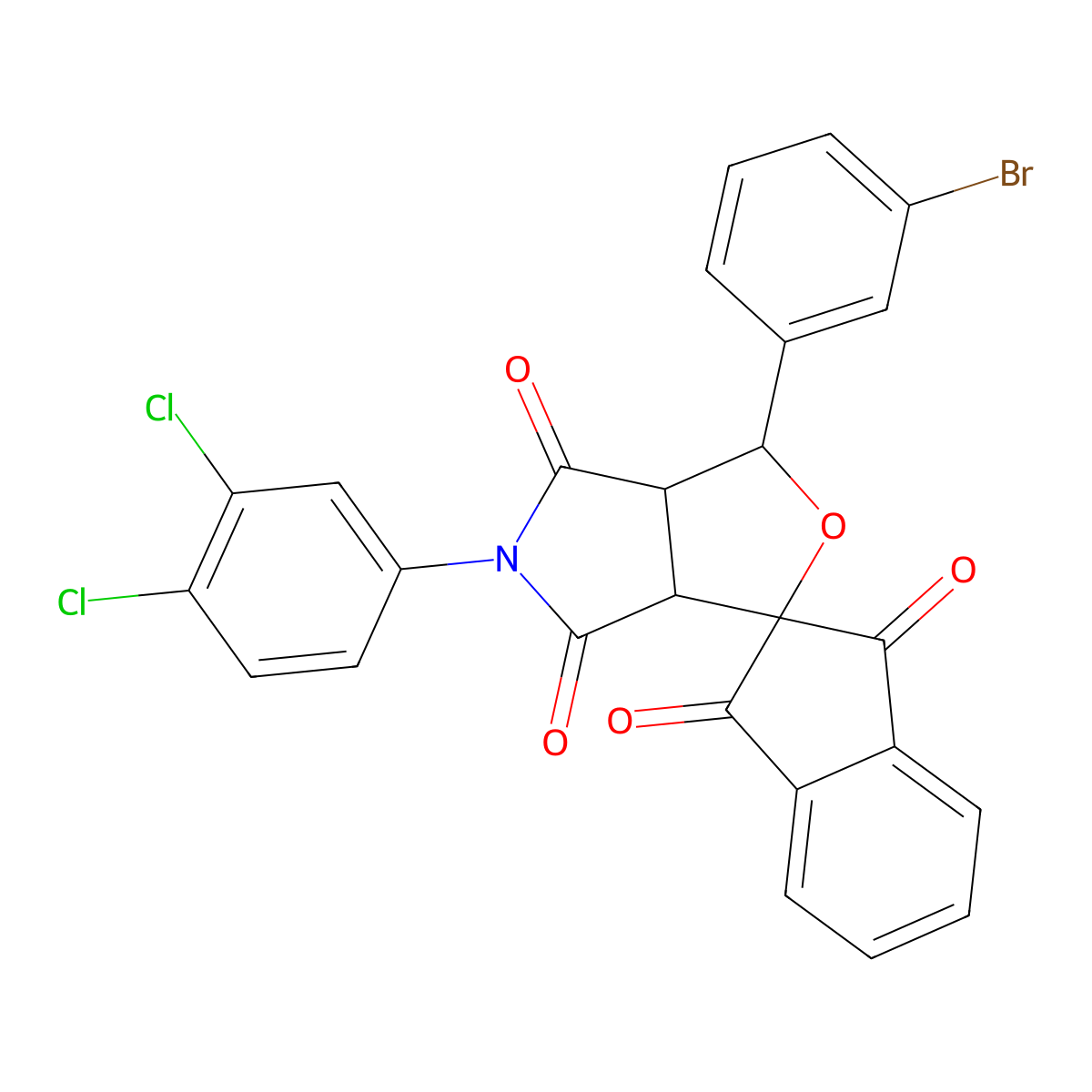 5-(3,4-dichlorophenyl)-3-(3-bromophenyl)-4,6-dioxohexahydrospiro(1H-furo[3,4-c]pyrrole-1,2'-[1,3]-dioxoindane) molecular structure, CAS 485754-70-9