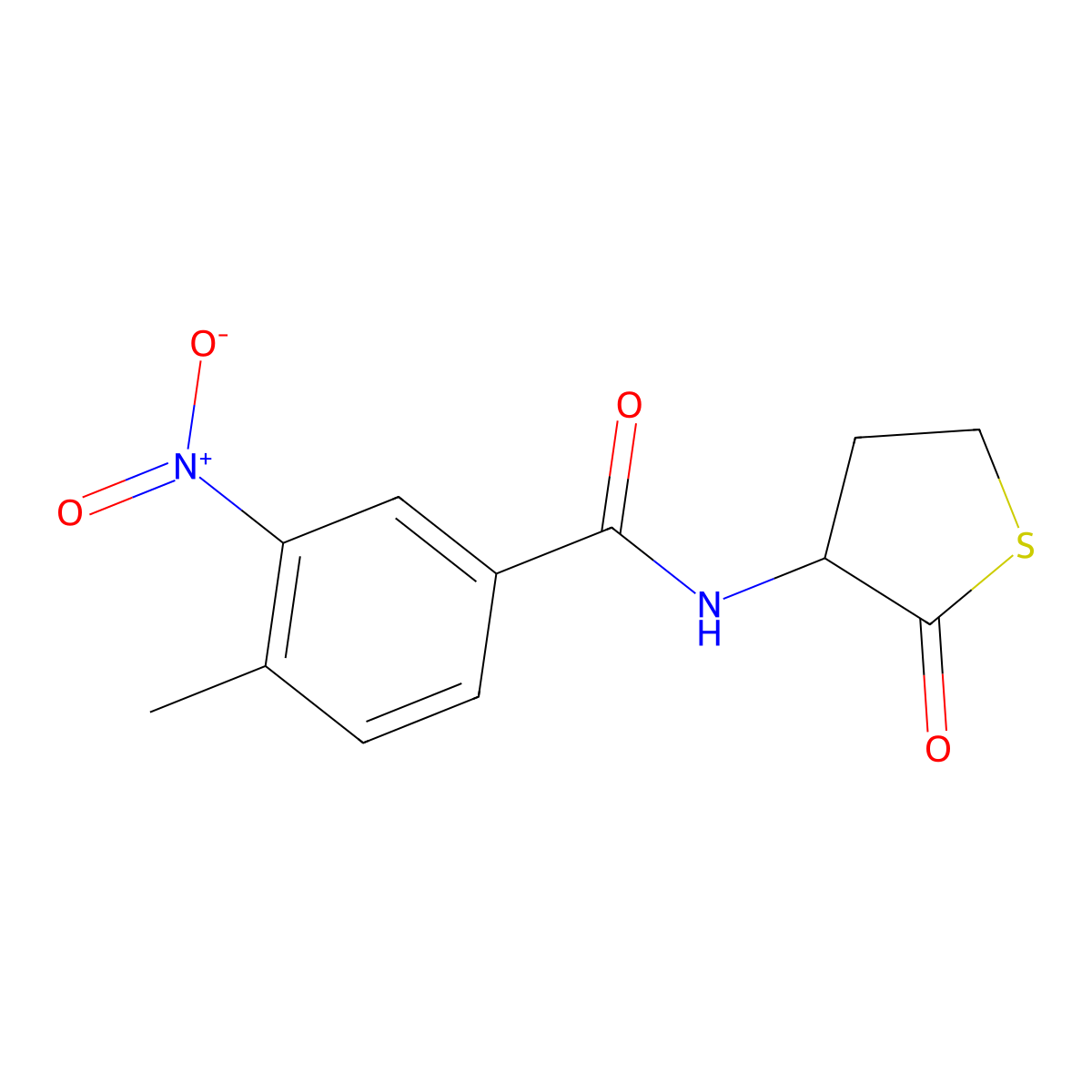 4-methyl-3-nitro-N-(2-oxothiolan-3-yl)benzamide molecular structure, CAS 485754-85-6