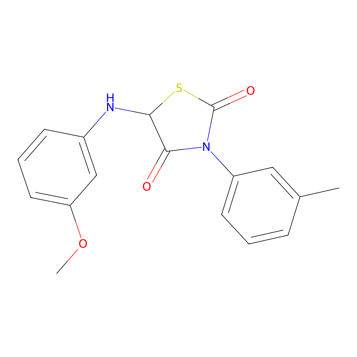 5-(3-Methoxyanilino)-3-(3-methylphenyl)-1,3-thiazolidine-2,4-dione molecular structure, CAS 485755-84-8