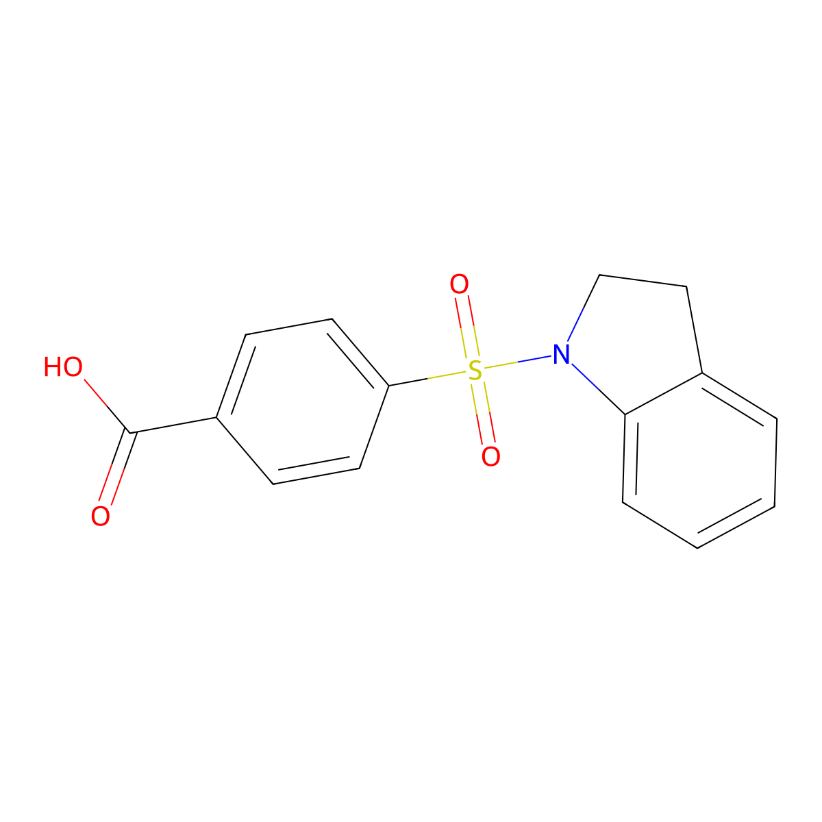 4-(2,3-Dihydro-1H-indol-1-ylsulfonyl)benzoic acid molecular structure, CAS 485769-38-8
