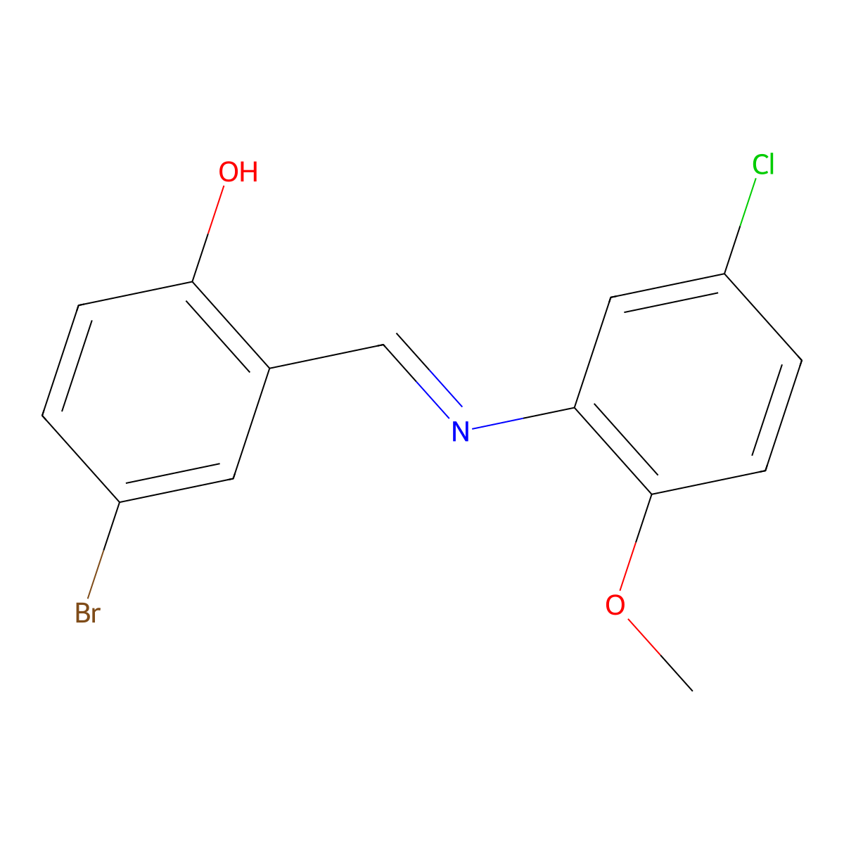 4-bromo-2-{(E)-[(5-chloro-2-methoxyphenyl)imino]methyl}phenol molecular structure, CAS 485770-14-7