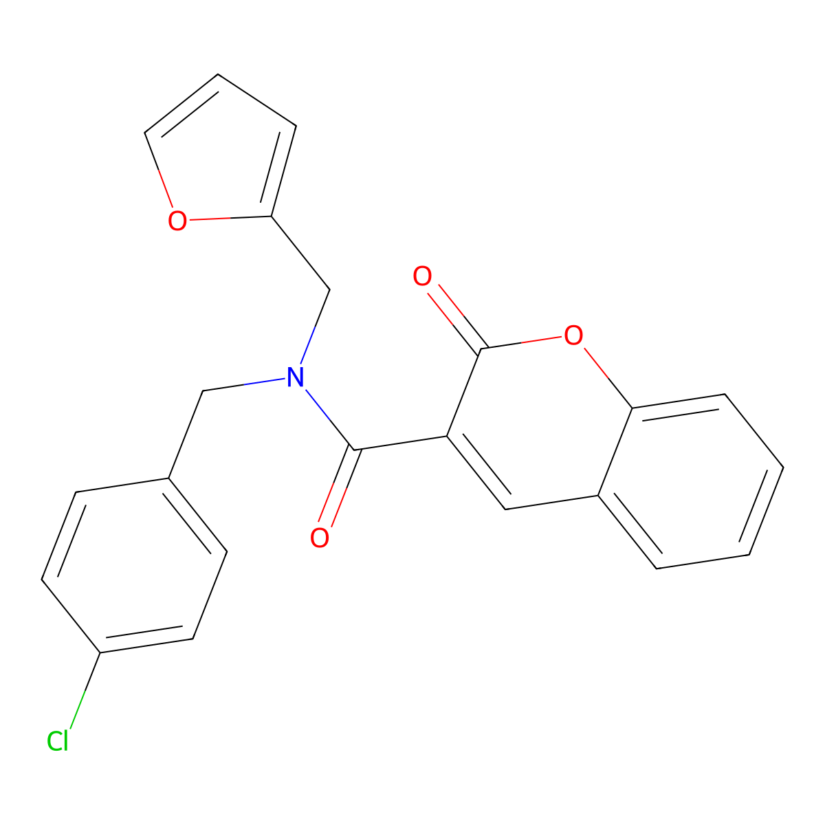N-(4-chlorobenzyl)-N-(furan-2-ylmethyl)-2-oxo-2H-chromene-3-carboxamide molecular structure, CAS 485771-61-7
