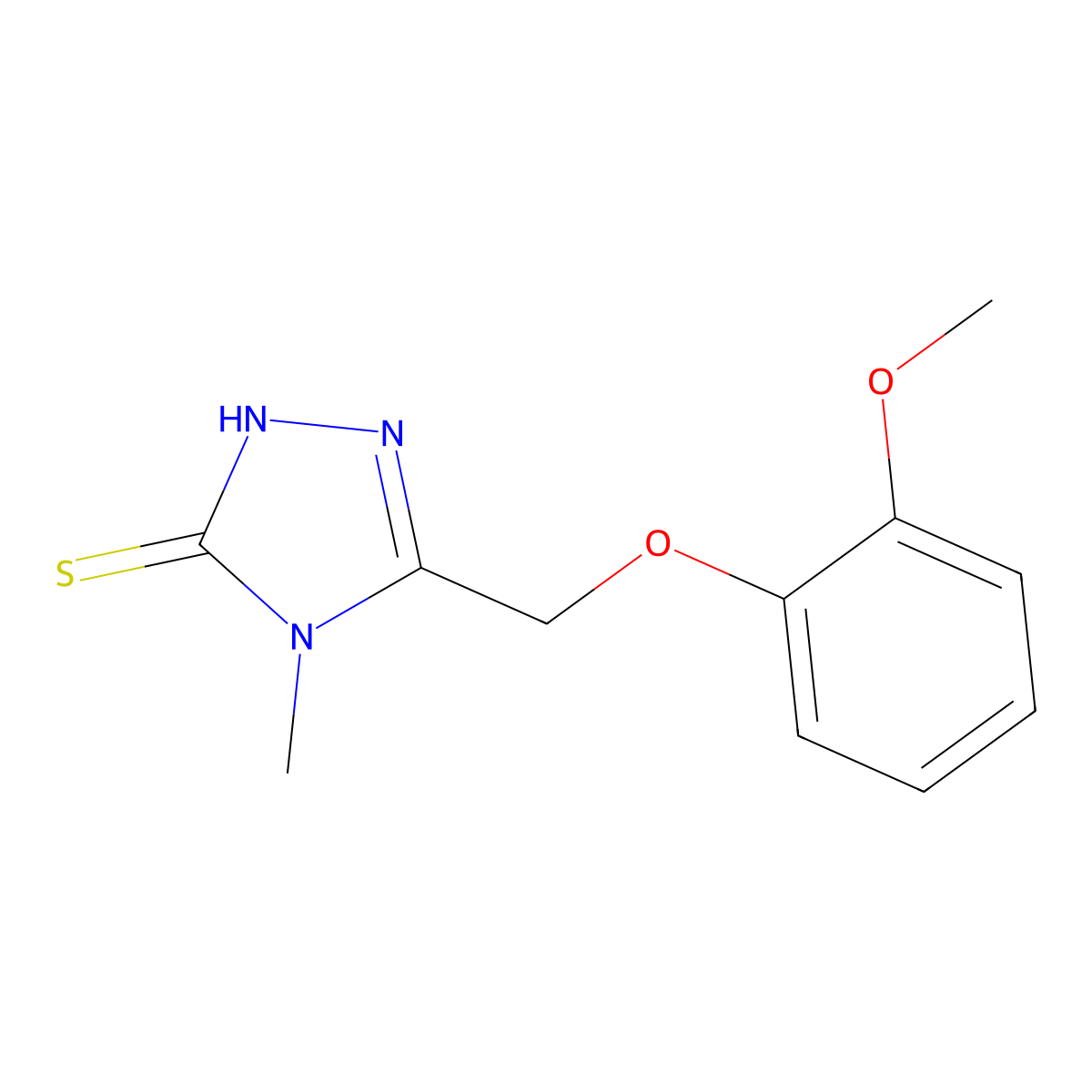 5-(2-Methoxy-phenoxymethyl)-4-methyl-4H-[1,2,4]triazole-3-thiol molecular structure, CAS 485773-69-1