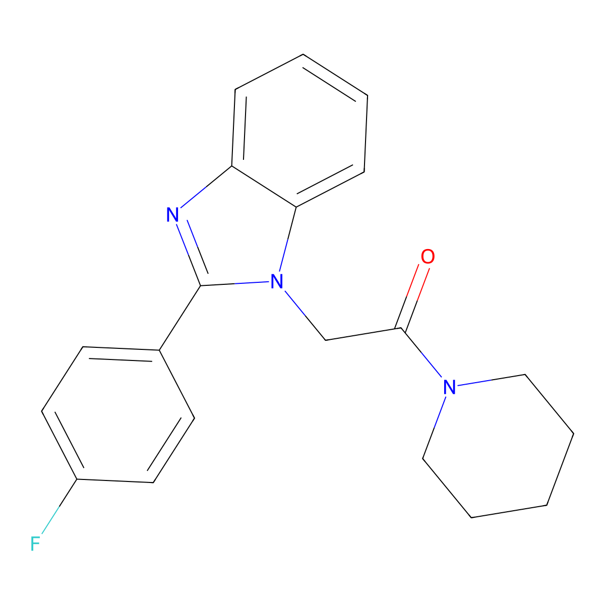 2-[2-(4-Fluorophenyl)benzimidazol-1-yl]-1-piperidin-1-ylethanone molecular structure, CAS 485775-17-5