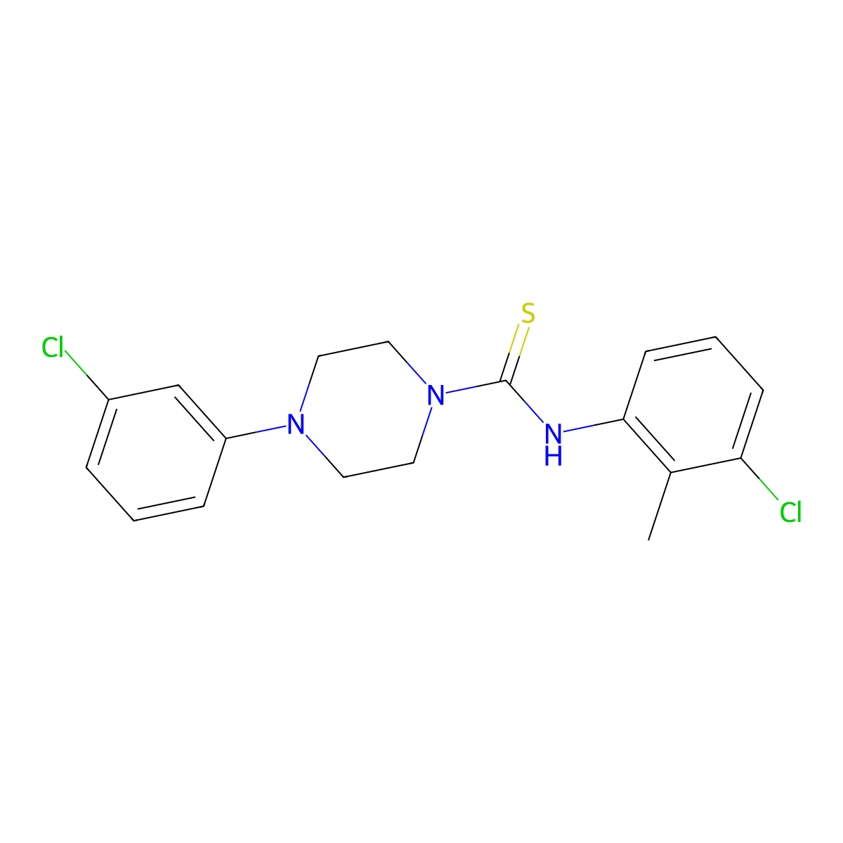 N-(3-chloro-2-methylphenyl)-4-(3-chlorophenyl)piperazine-1-carbothioamide molecular structure, CAS 485779-31-5