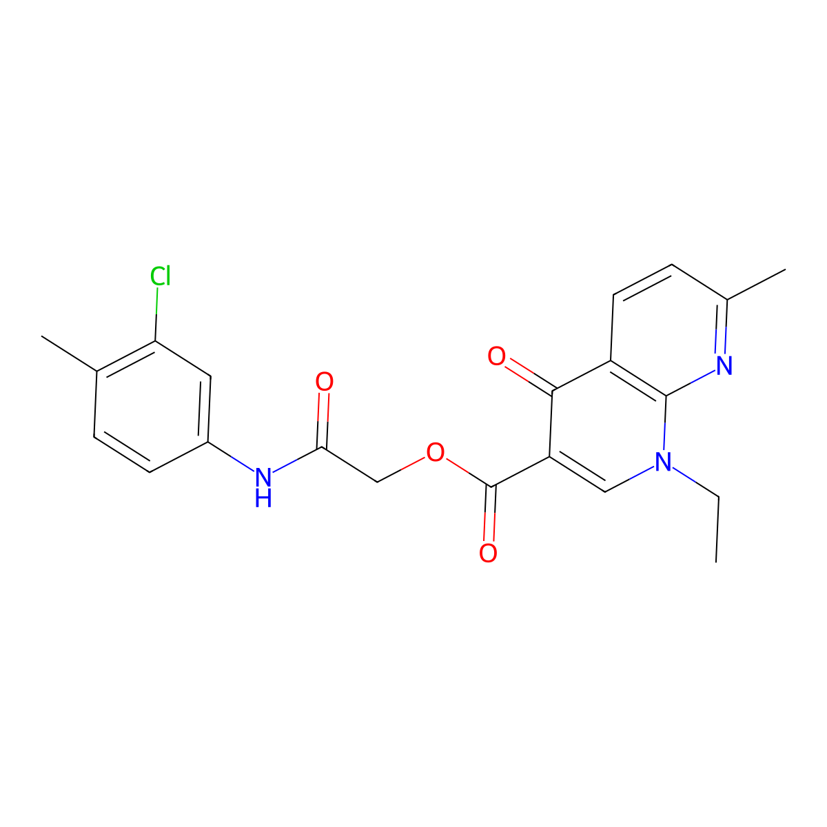 [(3-Chloro-4-methylphenyl)carbamoyl]methyl 1-ethyl-7-methyl-4-oxo-1,4-dihydro-1,8-naphthyridine-3-carboxylate molecular structure, CAS 485794-59-0