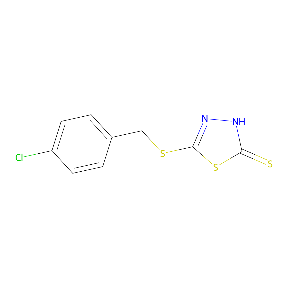 5-{[(4-Chlorophenyl)methyl]sulfanyl}-1,3,4-thiadiazole-2-thiol molecular structure, CAS 4858-38-2