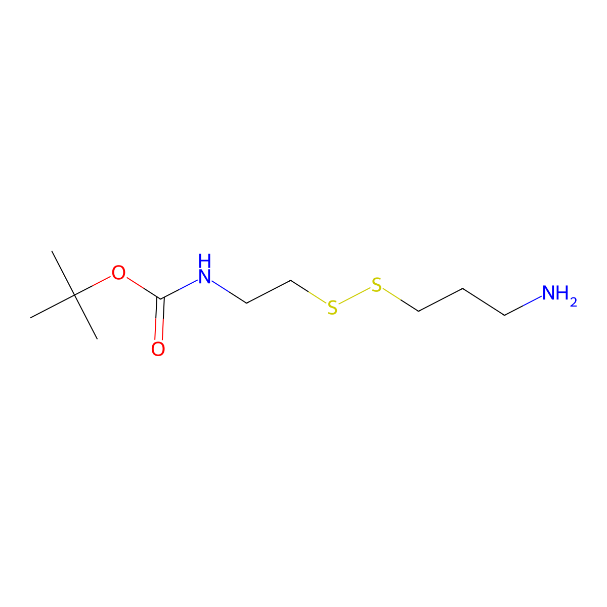 tert-butyl N-(2-((3-aminopropyl)disulfanyl)ethyl)carbamate molecular structure, CAS 485800-29-1